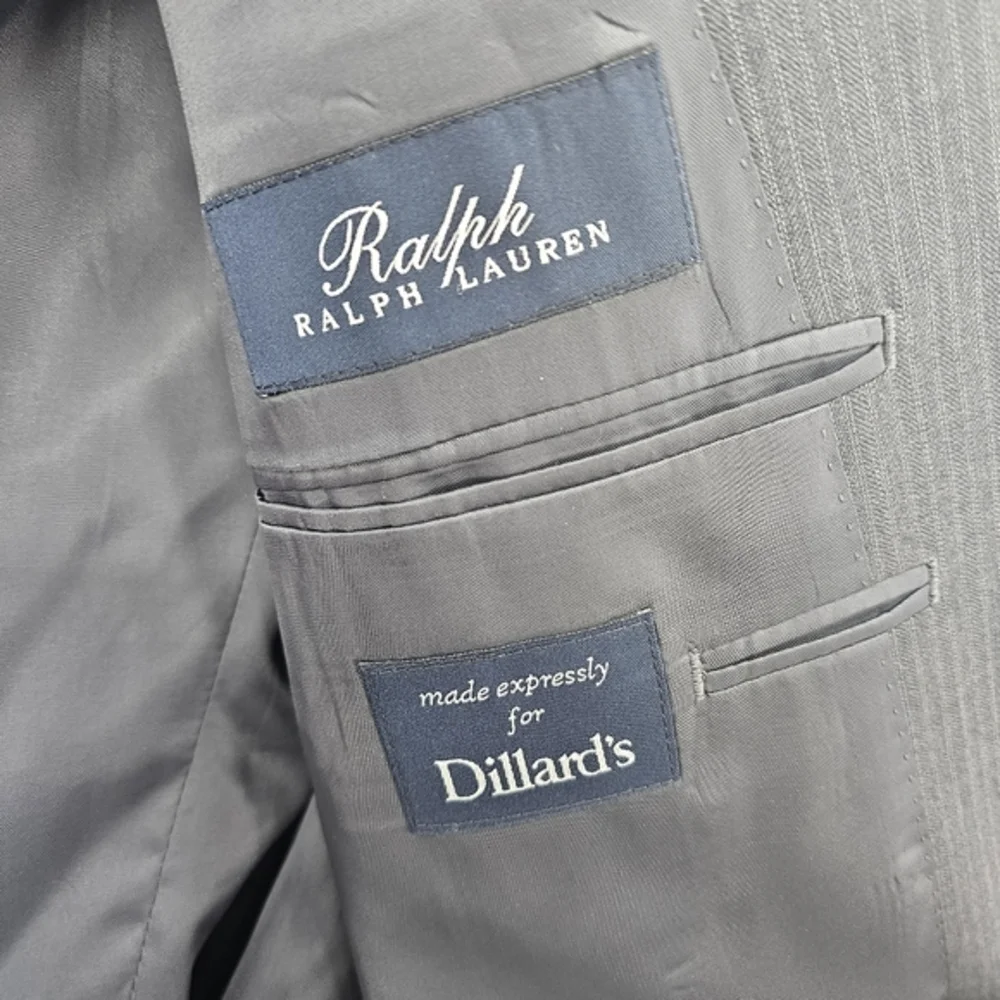 Ralph Ralph Lauren Men's 46L Gray Striped 100% Wool Blazer Sport Coat‎ Jacket.